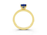 Yellow gold Oval Cut Blue Sapphire Milgrain Pavé Engagement Ring with Four-Prong Setting_15
