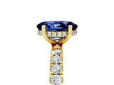 Yellow gold Oval Cut Blue Sapphire Pave Band Solitaire Ring with Four-Prong Setting_29