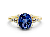 Yellow gold Oval Cut Blue Sapphire Ring with Side Stones and Four-Prong Setting_72