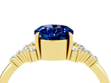 Yellow gold Oval Cut Blue Sapphire Ring with Side Stones and Four-Prong Setting_76