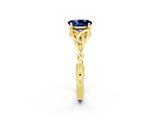 Yellow gold Oval Cut Blue Sapphire Solitaire Celtic Knot Ring with Four-Prong Setting_14