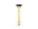 Yellow gold Oval Cut Blue Sapphire Solitaire Engagement Ring with Cathedral Setting and Four-Prong Mount_20