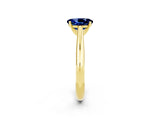 Yellow gold Oval Cut Blue Sapphire Solitaire Engagement Ring with Cathedral Setting and Four-Prong Mount_26