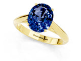 Yellow gold Oval Cut Blue Sapphire Solitaire Engagement Ring with Cathedral Setting and Four-Prong Mount_67
