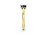 Yellow gold Oval Cut Blue Sapphire Solitaire Engagement Ring with Cathedral Setting and Four-Prong Mount_68