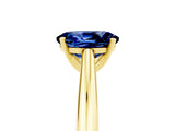 Yellow gold Oval Cut Blue Sapphire Solitaire Engagement Ring with Cathedral Setting and Four-Prong Mount_71