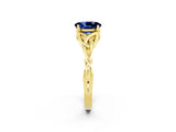 Yellow gold Oval Cut Blue Sapphire Solitaire Engagement Ring with Celtic Knot Band and Four-Prong Setting_2
