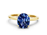 Yellow gold Oval Cut Blue Sapphire Solitaire Engagement Ring with Classic Band and Four-Prong Setting_12