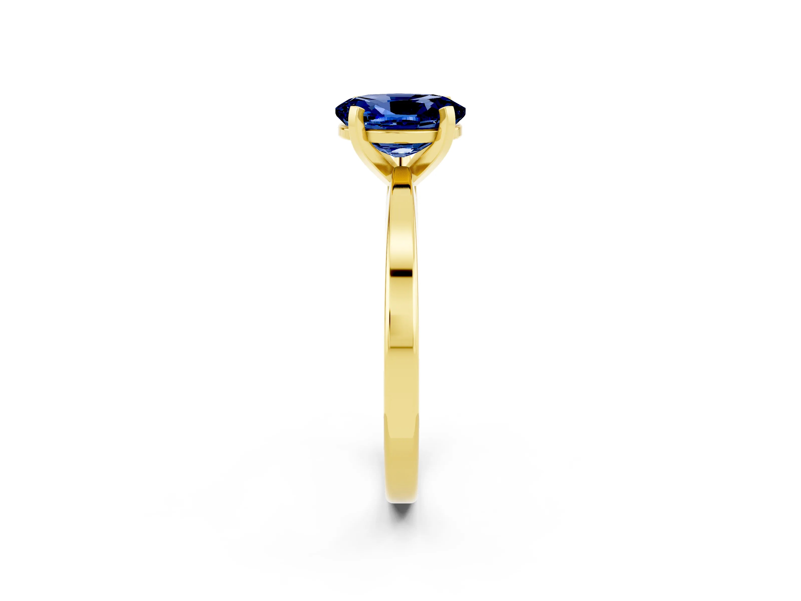 Yellow gold Oval Cut Blue Sapphire Solitaire Engagement Ring with Classic Band and Four-Prong Setting_26