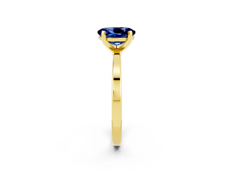 Yellow gold Oval Cut Blue Sapphire Solitaire Engagement Ring with Classic Band and Four-Prong Setting_26