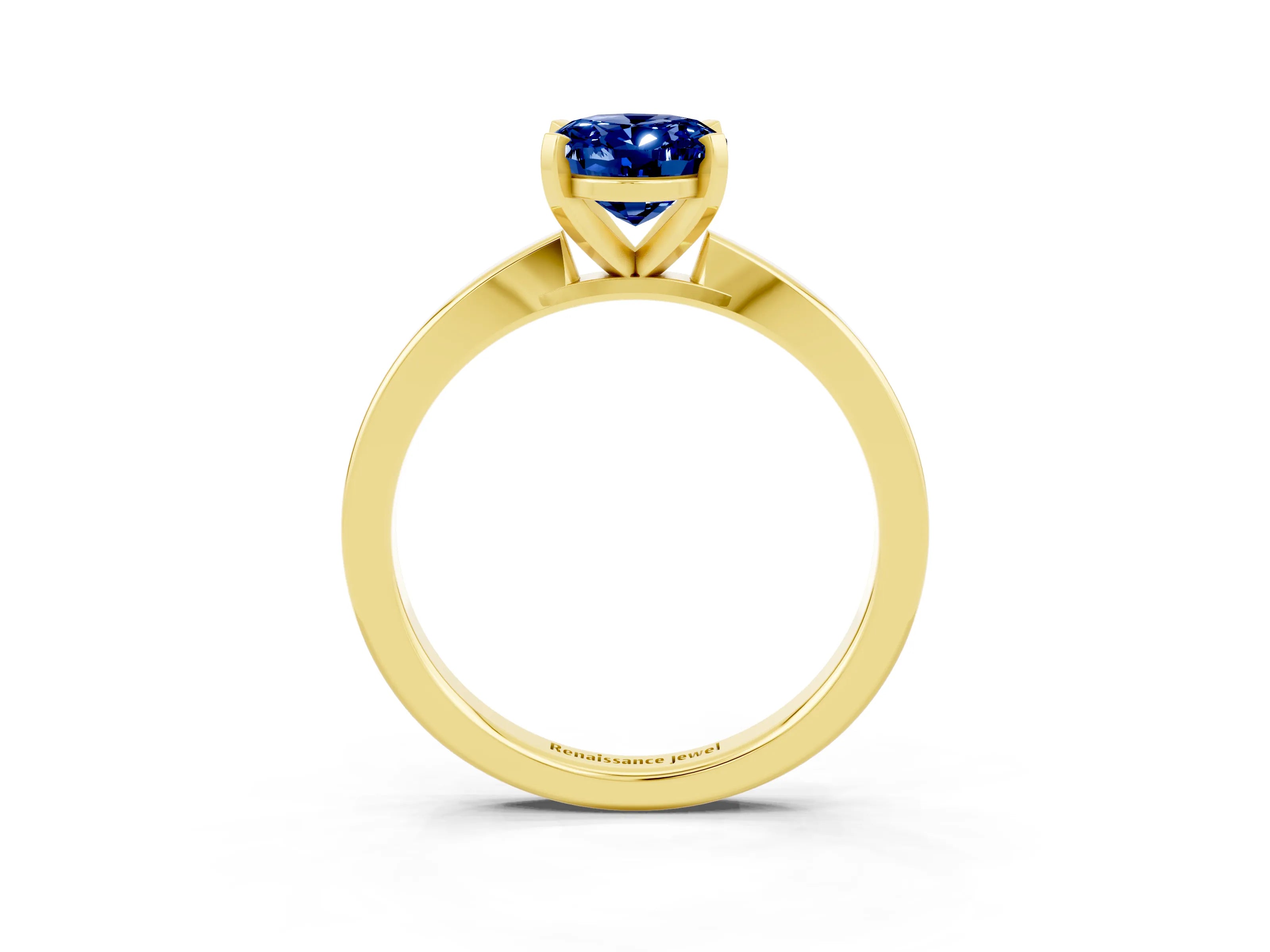 Yellow gold Oval Cut Blue Sapphire Solitaire Engagement Ring with Classic Band and Four-Prong Setting_27