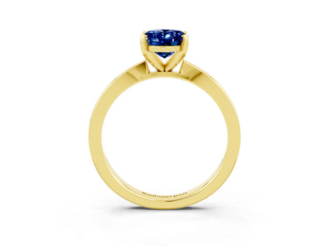 Yellow gold Oval Cut Blue Sapphire Solitaire Engagement Ring with Classic Band and Four-Prong Setting_27