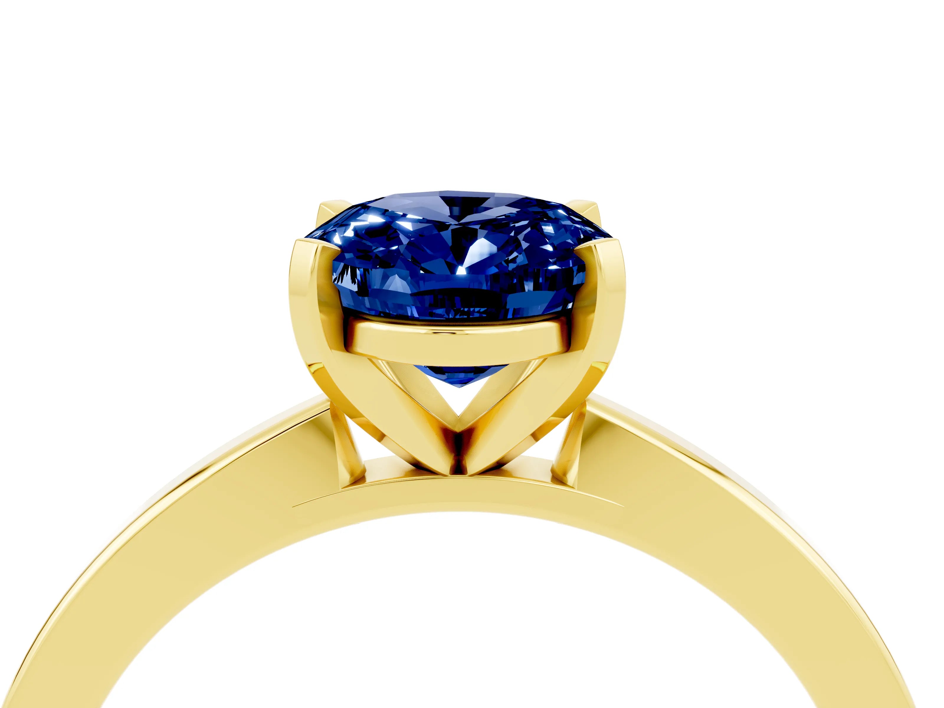 Yellow gold Oval Cut Blue Sapphire Solitaire Engagement Ring with Classic Band and Four-Prong Setting_28