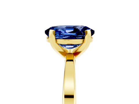 Yellow gold Oval Cut Blue Sapphire Solitaire Engagement Ring with Classic Band and Four-Prong Setting_29