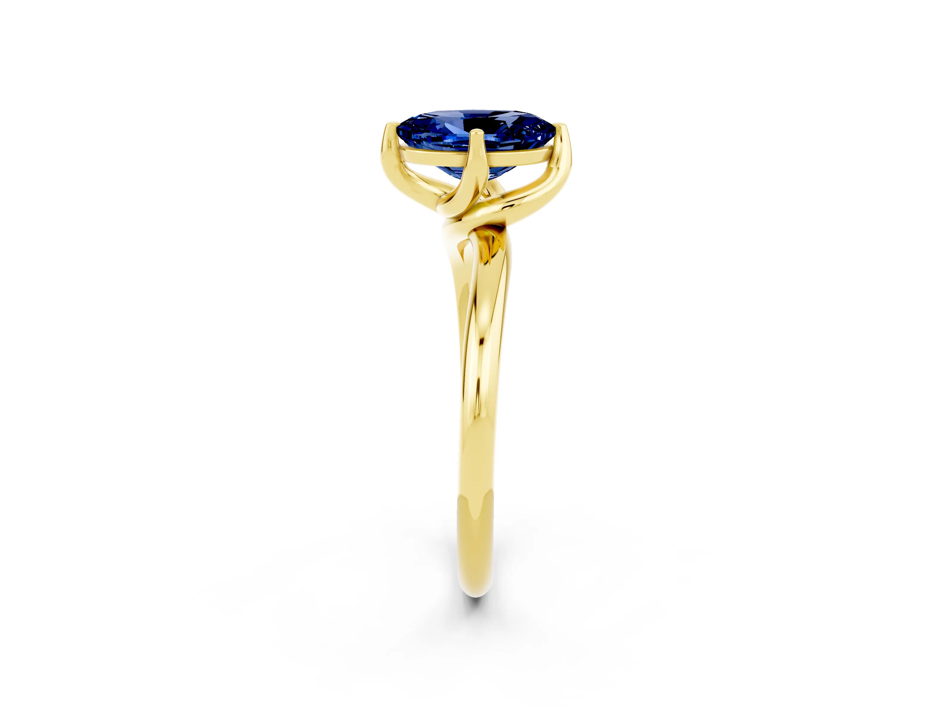 Yellow gold Oval Cut Blue Sapphire Solitaire Engagement Ring with Four-Prong Setting and Classic Band_14
