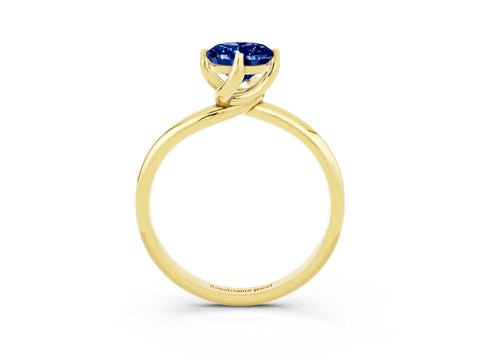 Yellow gold Oval Cut Blue Sapphire Solitaire Engagement Ring with Four-Prong Setting and Classic Band_15