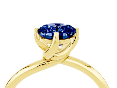 Yellow gold Oval Cut Blue Sapphire Solitaire Engagement Ring with Four-Prong Setting and Classic Band_16
