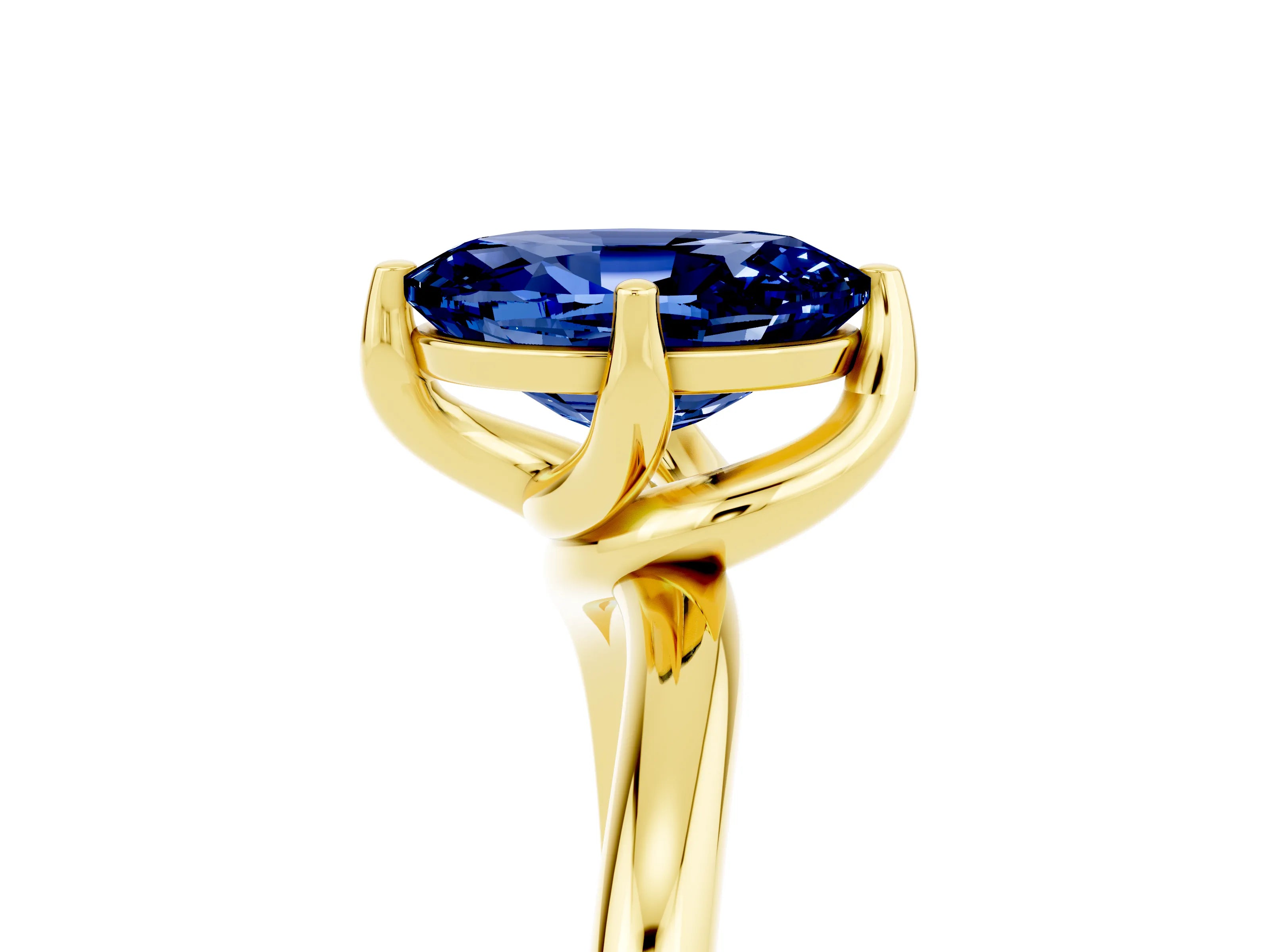 Yellow gold Oval Cut Blue Sapphire Solitaire Engagement Ring with Four-Prong Setting and Classic Band_17