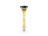 Yellow gold Oval Cut Blue Sapphire Solitaire Engagement Ring with Round Band and Four-Prong Setting_2