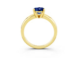 Yellow gold Oval Cut Blue Sapphire Solitaire Engagement Ring with Round Band and Four-Prong Setting_3