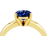 Yellow gold Oval Cut Blue Sapphire Solitaire Engagement Ring with Round Band and Four-Prong Setting_4