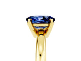 Yellow gold Oval Cut Blue Sapphire Solitaire Engagement Ring with Round Band and Four-Prong Setting_5