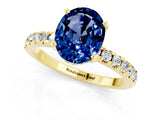 Yellow gold Oval Cut Blue Sapphire Solitaire Ring with Round  Pavé Band and Four-Prong Setting_37