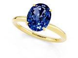 Yellow gold Oval Cut Blue Sapphire Solitaire Ring with Thin Band and Four-Prong Setting_13