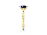 Yellow gold Oval Cut Blue Sapphire Solitaire Ring with Thin Band and Four-Prong Setting_14