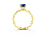 Yellow gold Oval Cut Blue Sapphire Solitaire Ring with Thin Band and Four-Prong Setting_15