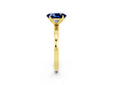 Yellow gold Oval Cut Blue Sapphire Solitaire Ring with Thin Band and Prong Setting_14