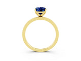 Yellow gold Oval Cut Blue Sapphire Solitaire Ring with Thin Band and Prong Setting_15