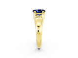 Yellow gold Oval Cut Blue Sapphire Solitaire Ring with Wide Band and Prong Setting_2