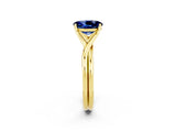 Yellow gold Oval Cut Blue Sapphire Solitaire Twist Band Prong Setting Ring_50