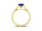 Yellow gold Oval Cut Blue Sapphire Solitaire Twist Band Prong Setting Ring_51