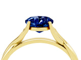 Yellow gold Oval Cut Blue Sapphire Solitaire Twist Band Prong Setting Ring_52