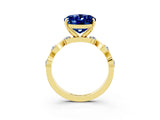 Yellow gold Oval Cut Blue Sapphire Solitaire Twisted Band with Round  Accents and Prong Setting_15