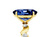 Yellow gold Oval Cut Blue Sapphire Solitaire Twisted Band with Round  Accents and Prong Setting_17