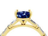 Yellow gold Oval Cut Blue Sapphire Solitaire with Side Baguettes and Channel Set Band_4