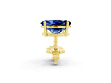 Yellow gold Oval Cut Blue Sapphire Stud Earrings_20