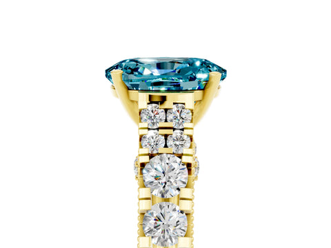 Yellow gold Oval Cut Blue Topaz Classic Solitaire Ring with Pavé Band and Four-Prong Setting_5