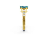 Yellow gold Oval Cut Blue Topaz Engagement Ring with Milgrain Channel Set Band and Prong Setting_2