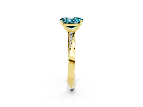 Yellow gold Oval Cut Blue Topaz Engagement Ring with Side Stone Accents and Four-Prong Setting_29