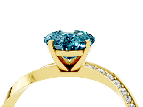 Yellow gold Oval Cut Blue Topaz Engagement Ring with Side Stone Accents and Four-Prong Setting_31