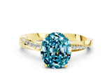 Yellow gold Oval Cut Blue Topaz Engagement Ring with Side Stone Accents and Four-Prong Setting_60