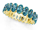 Yellow gold Oval Cut Blue Topaz Eternity Band with Shared Prong Setting_1