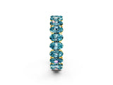 Yellow gold Oval Cut Blue Topaz Eternity Band with Shared Prong Setting_2