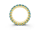 Yellow gold Oval Cut Blue Topaz Eternity Band with Shared Prong Setting_3