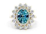 Yellow gold Oval Cut Blue Topaz Floral Double Halo Engagement Ring with Prong Setting_60