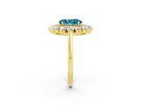 Yellow gold Oval Cut Blue Topaz Floral Double Halo Engagement Ring with Prong Setting_62